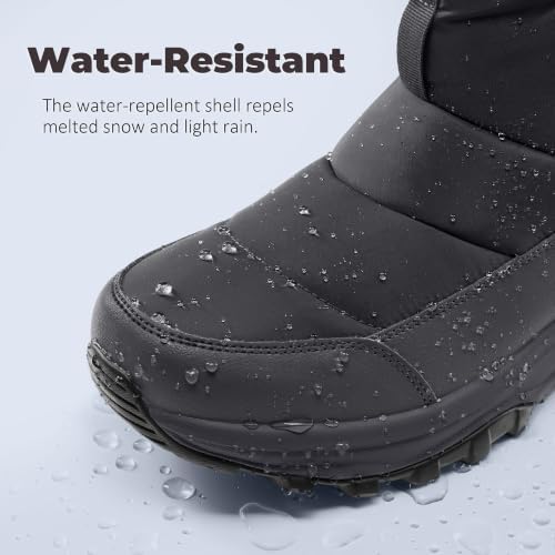 Coostar Mens Winter Snow Boots With Waterproof Adjustable Hook & Loop