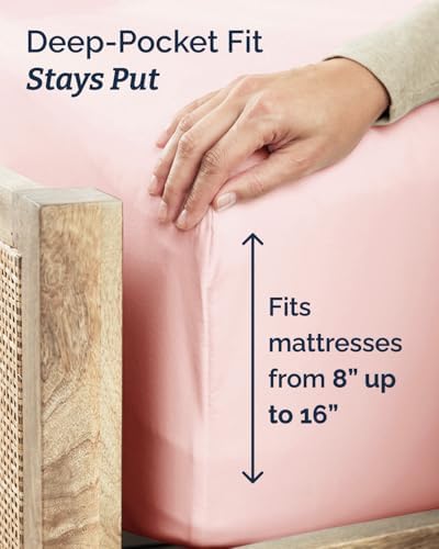 Twin XL Size 3 Piece Sheet Set - Breathable & Cooling Sheets - Baby Pink