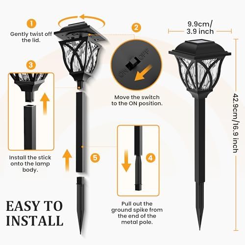GIGALUMI 8 Pack Solar Lights Outdoor Waterproof, LED Solar Garden Lights