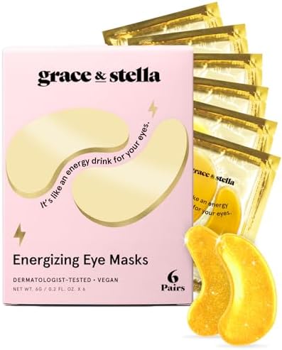 grace & stella Award Winning Under Eye Mask - Teen Gifts, Gel Eye Patches for Dark Circles, Puffy Eyes, Wrinkles, Undereye Bags, Travel Gifts for Women - Vegan, Self Care (6 Pairs, Gold)