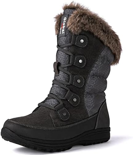 GLOBALWIN Women's Snow Boots Waterproof Mid-Calf Winter Boots with Thermal Fleece Lining, Insulated Cold Weather Protection, and Non-Slip Sole for Snowy Commutes