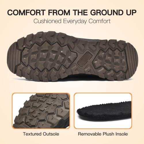 Nahomi Waterproof Snow Boots for Men, Warm Fur-Lined Side-Zip Winter Boots