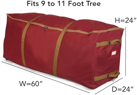 Covermates Christmas Tree Rolling Cinch Bag, Fits 9-11 ft Trees, Red