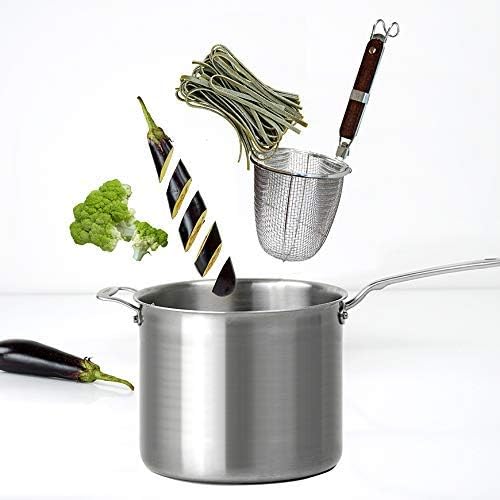 2-Pack Stainless Steel Noodle Strainer Basket with Wood Handle - G+ Life Kitchen Spider for Pasta, Ramen, Dumplings, and Deep-Fried Foods - 5.5 Inch Diameter