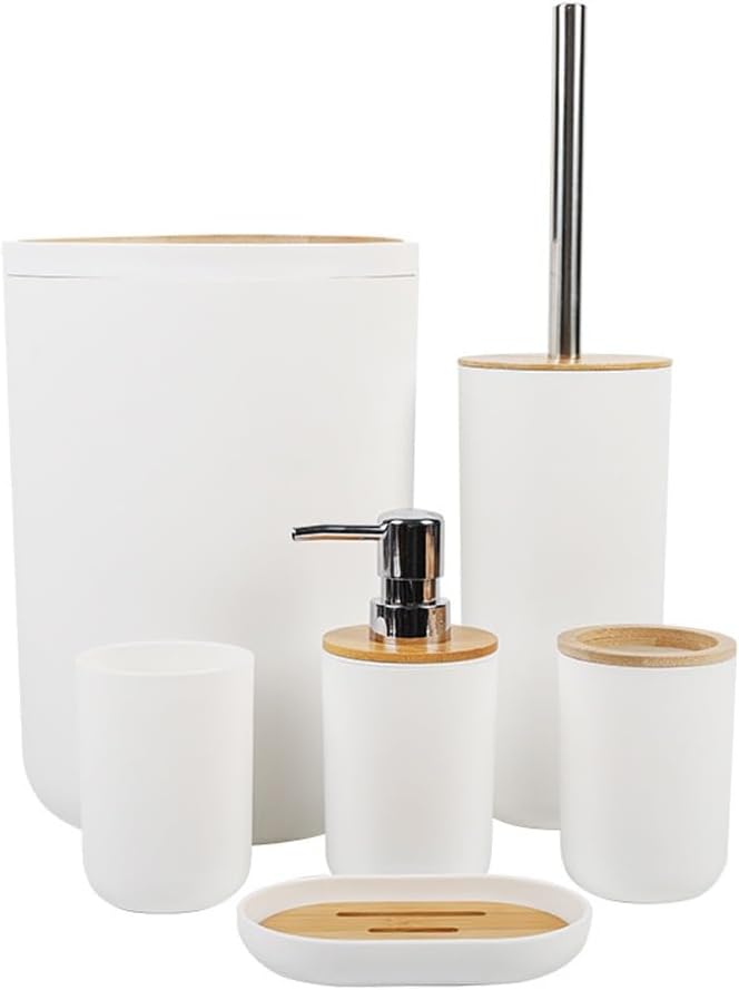 Bathroom Toiletries Six-piece Storage Kit Trash Can Soap Dish Toothbrush Holder