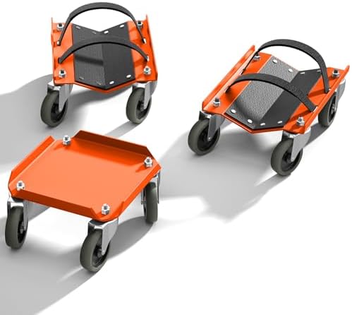 Snowmobile Dolly Set, Heavy Duty Snowmobile Moving System with V-Slide Rubber Pads, 3" TPR Swivel Casters, Steel Garage Storage Dolly for Most Snowmobiles, Up to 1500 lbs Capacity(Black)