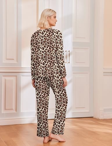 Ekouaer 2 Pack Womens Pajama Sets Long Sleeve Long Pants Pjs Loungewear