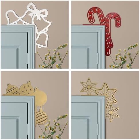 Christmas Door Topper Holiday Home Decor Funny Snowman Santa Claus Top Door Frame Corner Sign Decorations, Windows Walls DIY Craft for Christmas Party Ornament (D)