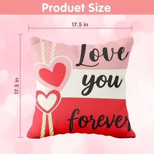 OHOME Valentines Day Decorations -Valentine's Pillows Covers 18x18 Inch Heart Throw Pillows - Valentines Decor Party Favors Supplies Accessories Indoor Outdoor for Galentines Day Home Couch Office