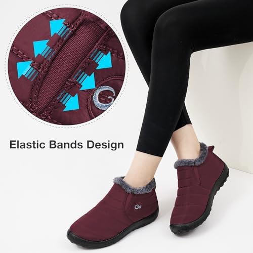 Alicegana Snow Boots for Women Winter: Warm Fur Lined Ankle Booties Comfortable Waterproof Slip On Lightweight Womens Boots