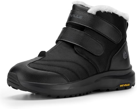 FitVille Mens Extra Wide Snow Boots Outdoor Mens Winter Wide Boots, Lightweight Wide Width Mens Winter Boots Waterproof Insulated V3