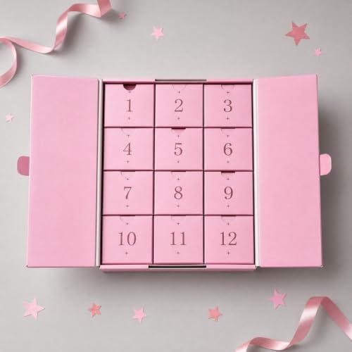 Crunchy Squishy Pink Gift Box, Gift Boxes for Presents, 12 Days Calendar Box for Groomsman Proposal Box, Wedding, Christmas, Halloween, Birthday Gift Packging