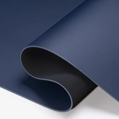 Nekmit Leather Desk Blotter Pad 36 x 20 Inches, Flat, Non-Slip, Waterproof, Blue