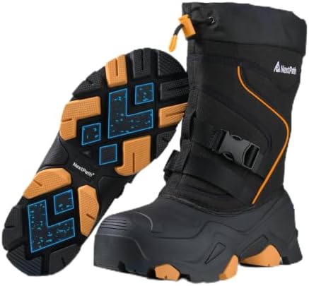 Men's Ice Grip Snow Boots, 3M Insulated Winter Boots Waterproof