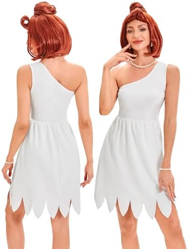 Halloween Cavewoman & Caveman Costume Set with Wig and Accessories