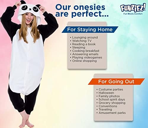 Funziez! Adult Onesie Halloween Costume Animal Dinosaur Shark Unisex Plush One Piece Cosplay Suit for Adults, Men and Women
