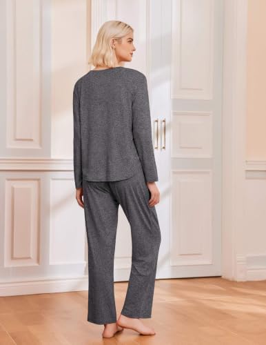 Ekouaer 2 Pack Womens Pajama Sets Long Sleeve Long Pants Pjs Loungewear