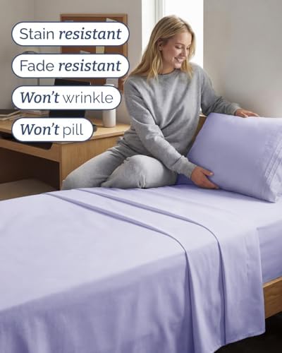 Twin XL Size 3 Piece Sheet Set - Breathable & Cooling Sheets - Lavender