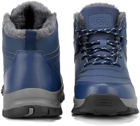 Mens Winter Snow Boots with Warm Fur Lined Non Slip Comfort Hiking Booties