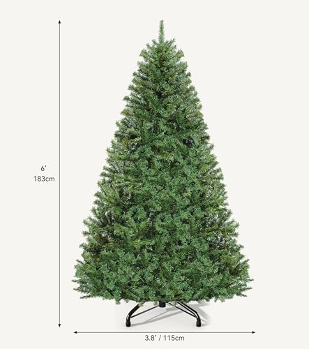 DWVO 6ft Green Spruce Artificial Christmas Tree with 880 Tips