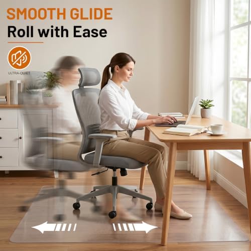 Clear Office Chair Mat for Hardwood Floors, Heavy Duty Protector