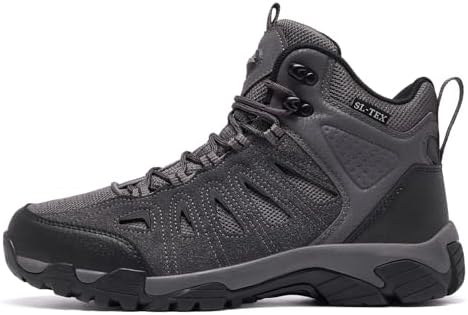 SHULOOK Men's Waterproof Hiking Boots Non-Slip Lightweight Mid Top Ankle Boot Breathable Hiker Trekking Shoes