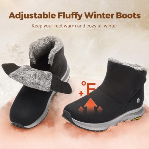 FitVille Men's Wide Winter Boots Thick Fur Lined Lightweight Snow Boots