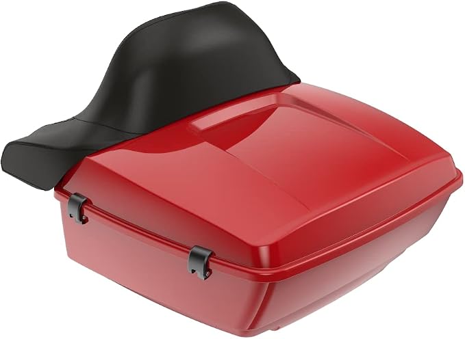 Advanblack Road Glide Tour Trunk Pack Billiard Red King Tour Trunk Pack Luggage +Wrap-Around Backrest Pad for '97-'25 Harley Touring Road King Street Glide Electra Glide CVO models