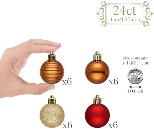 Valery Madelyn Small Christmas Tree Decorations Ball Ornaments 24ct 1.57"