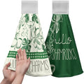 St Patrick's Day Shamrocks Hanging Hand Towels Set of 2 Lucky Charm Green Clover Kitchen Towel with Hanging Loop Seasonal Spring Fingertip Bath Towels Soft Absorbent Dish Tie Towel