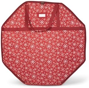 Covermates Deluxe Structured Wreath Storage Bag 36" Diameter Red Snowflake