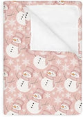 Watercolor Pink Snowman Baby Blankets for Girl Christmas Snowman Snowflakes Girly Soft Flannel Swaddle Receiving Blankets for Infant Toddler Crib Winter Holiday Nursery Bed Blanket 50x60inch