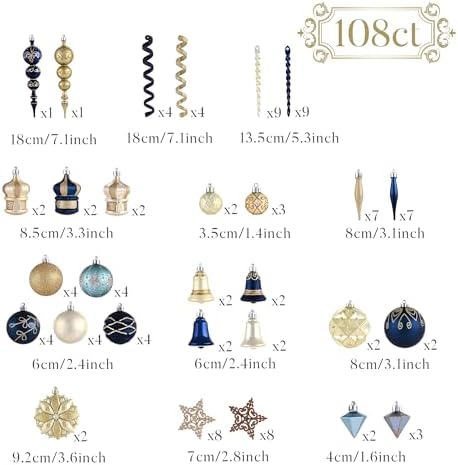 Valery Madelyn 108ct Christmas Ornaments Tree Decorations Set