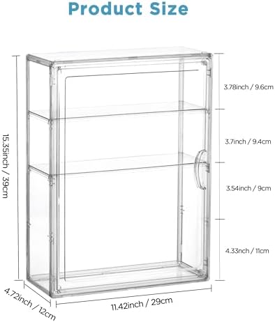 HBlife Baby Bottle Storage Organizer for Wall Countertop Cabinet, 3 Tiers Adjustable Clear Acrylic Bottles Storage Station Case Box Container with 2 Removable Dividers and Magnetic Door, Small