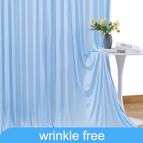 10 Panels Baby Blue Backdrop Curtain for Baby Shower Parties Wrinkle Free Light Blue Curtains Backdrop Drapes Fabric Decoration for Birthday Party Photography 50ft x 10ft
