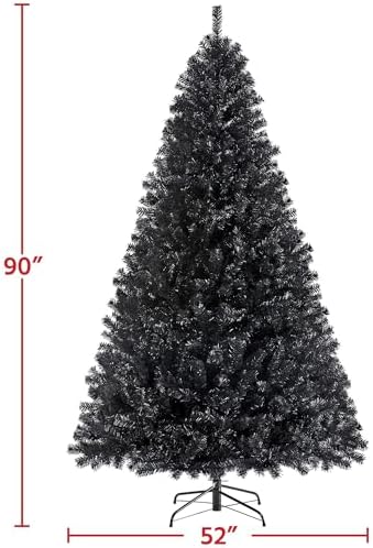 Yaheetech 7.5ft Pre-lit Christmas Tree with 550 Warm White Lights, Black