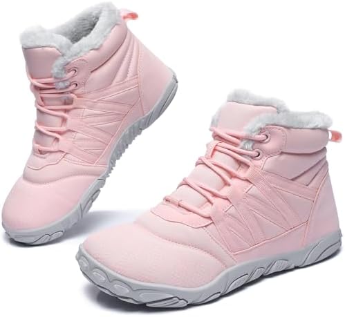 Womens Mens Barefoot Boots Shoes Minimalist Winter Snow Boots Warm Ankle Booties Zero Drop Sole Wide Toe Box Slip on Sneakers