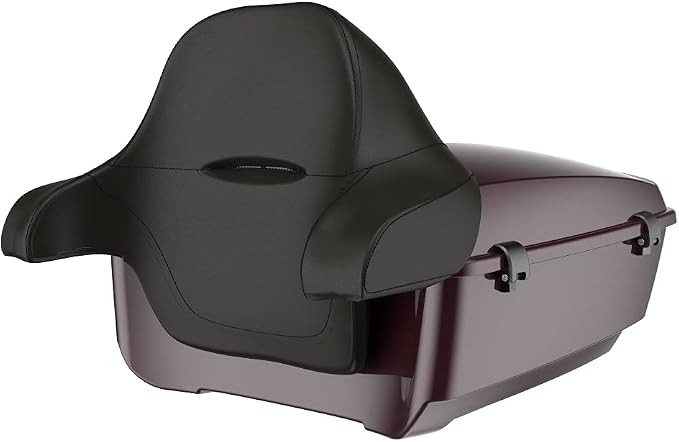 Advanblack Road Glide Tour Trunk Pack Black Cherry King Tour Trunk Pack Luggage +Wrap-Around Backrest Pad for '97-'25 Harley Touring Road King Street Glide Electra Glide CVO Models