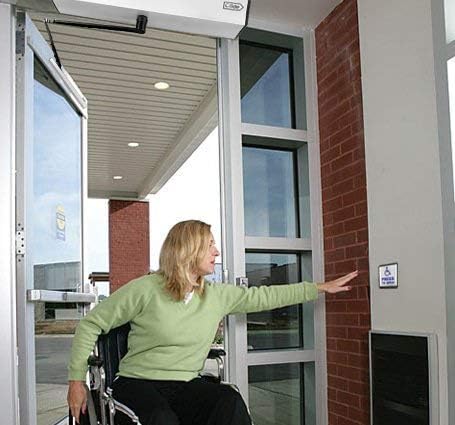 DSW120 Residential Handicap Swing Door Opener with 2PCS 304 Stainless Steel Hardwired Handicap Push Buttons+1PCS Stainless DC12V 550lbs Fail Safety Electric Lock