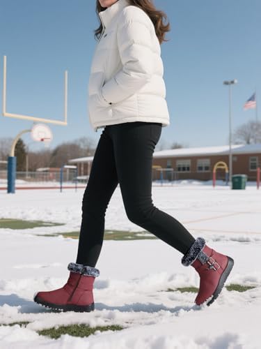 TEMOFON Women Snow Boots Waterproof: Fur Lined Warm Winter Ankle Booties