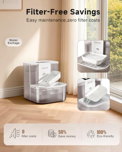 Heated Cat Water Fountain No Filters,4.5L Wireless Automatic Pet Fountain