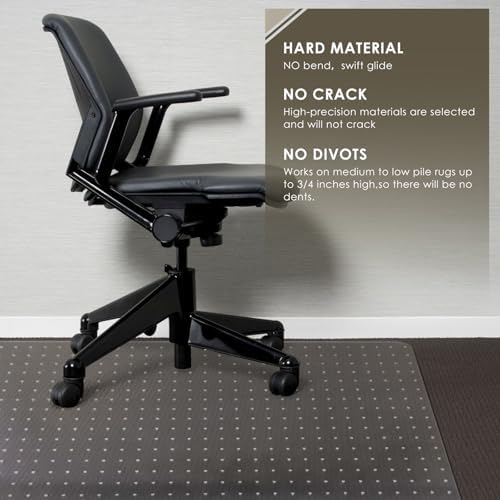 Azadx Heavy Duty Office Chair Mat for Carpet 45" x 53" Hard Material Large