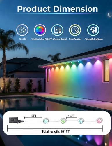 Permanent Outdoor Lights for eave, (101Ft 72 LED)