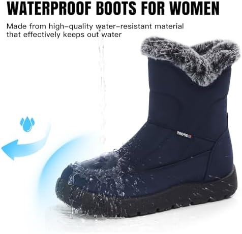 SHIBEVER Women's Winter Snow Boots: Waterproof Fur-Lined Ankle Booties