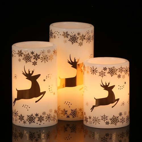 Gold Deer Flameless Candles Battery Operated with 6 Hour Timer