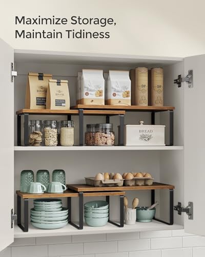 SONGMICS Cabinet Organizer Shelf, Set of 2 Spice Rack, Kitchen Storage