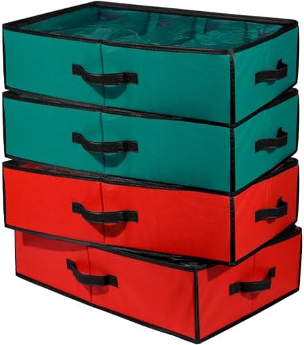 Preboun 4 Pack Christmas Nutcracker Storage Box Clear Top,Red,Bottle Green