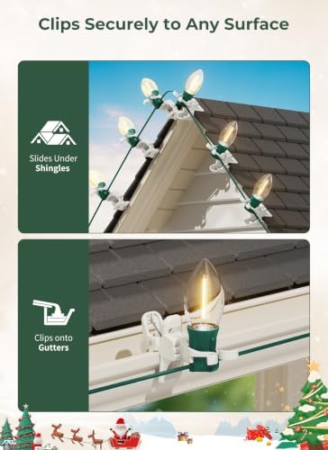 Christmas Light Clips, 50 Count Universal Spring Clips for C7 C9 Lights