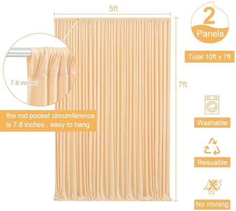 Dark Champagne Backdrop Curtain for Parties Wedding Baby Shower Wrinkle Free Photo Curtains Backdrop Drapes Fabric Decoration for Bridal Shower 5ft x 7ft,2 Panels