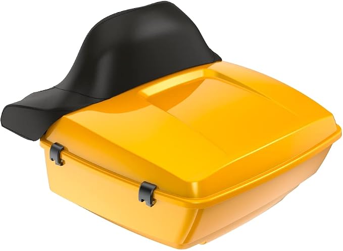 Advanblack Road Glide Tour Trunk Pack Hightail Yellow Pearl King Tour Trunk Pack Luggage +Wrap-Around Backrest Pad for '97-'25 Harley Touring Road King Street Glide Electra Glide CVO models